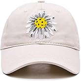 Waldeal Pickleball Hat for Women, Ajustable Embroidered Daisy Washed Denim Baseball Cap