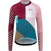 GCRFL Women's Cycling Jersey Long Sleeve Biking Cycling Shirt with 3+1 Zipper Pocket Breathable Quick Dry Bicycle Jersey