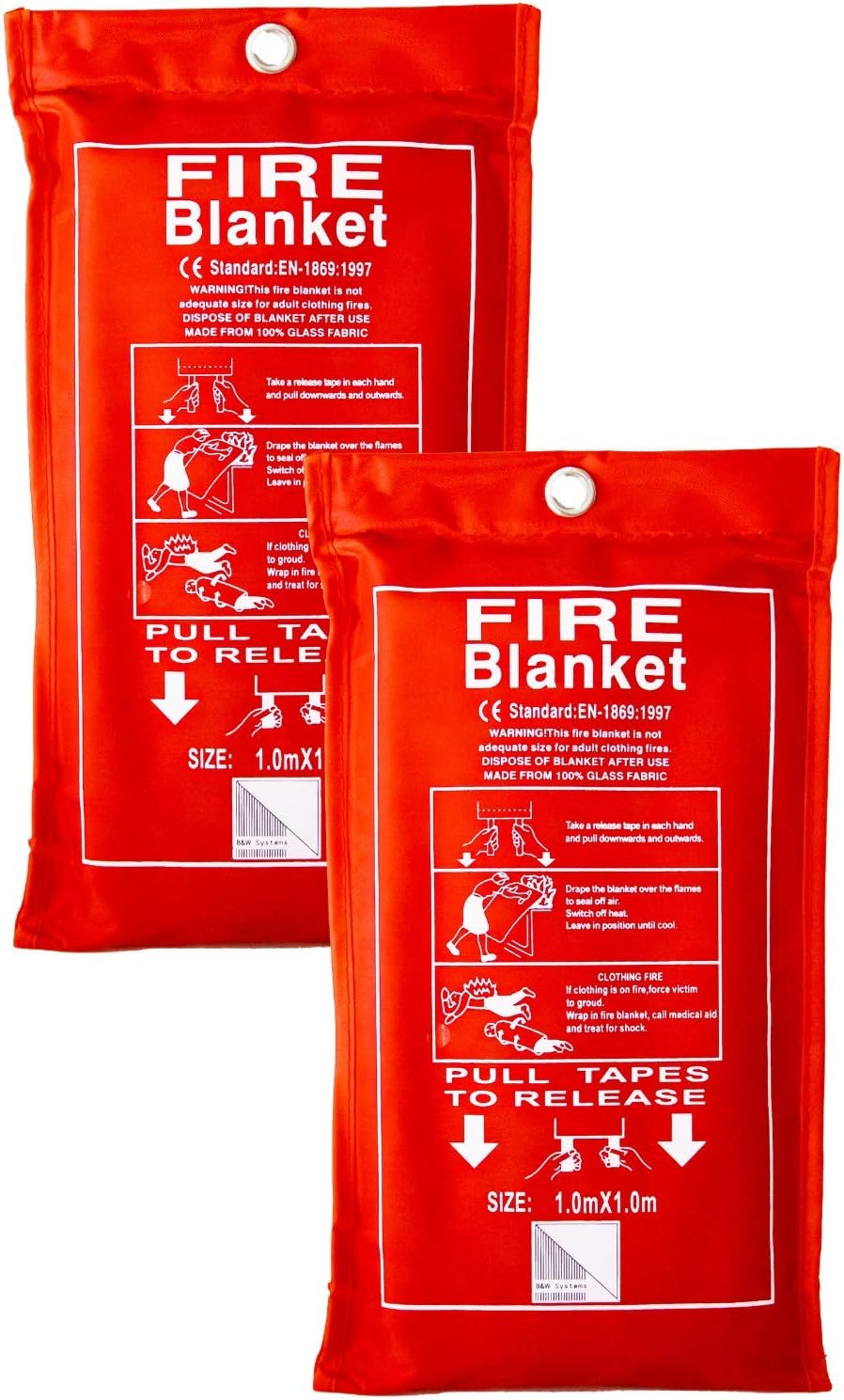 N2 2-Pack/Emergency Fire Blanket/Flame Retardant Survival Gear and Equipment by B&W Systems/Safety Cover for Kitchen/Fireplace/Car/Office/Warehouse/Emergency Supplies Tested in The USA: Home & Kitchen