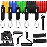 Whatafit Resistance Bands Set (11pcs), Workout Bands Exercise Bands with Door Anchor, Handles, Ankle Straps for Resistance Tr