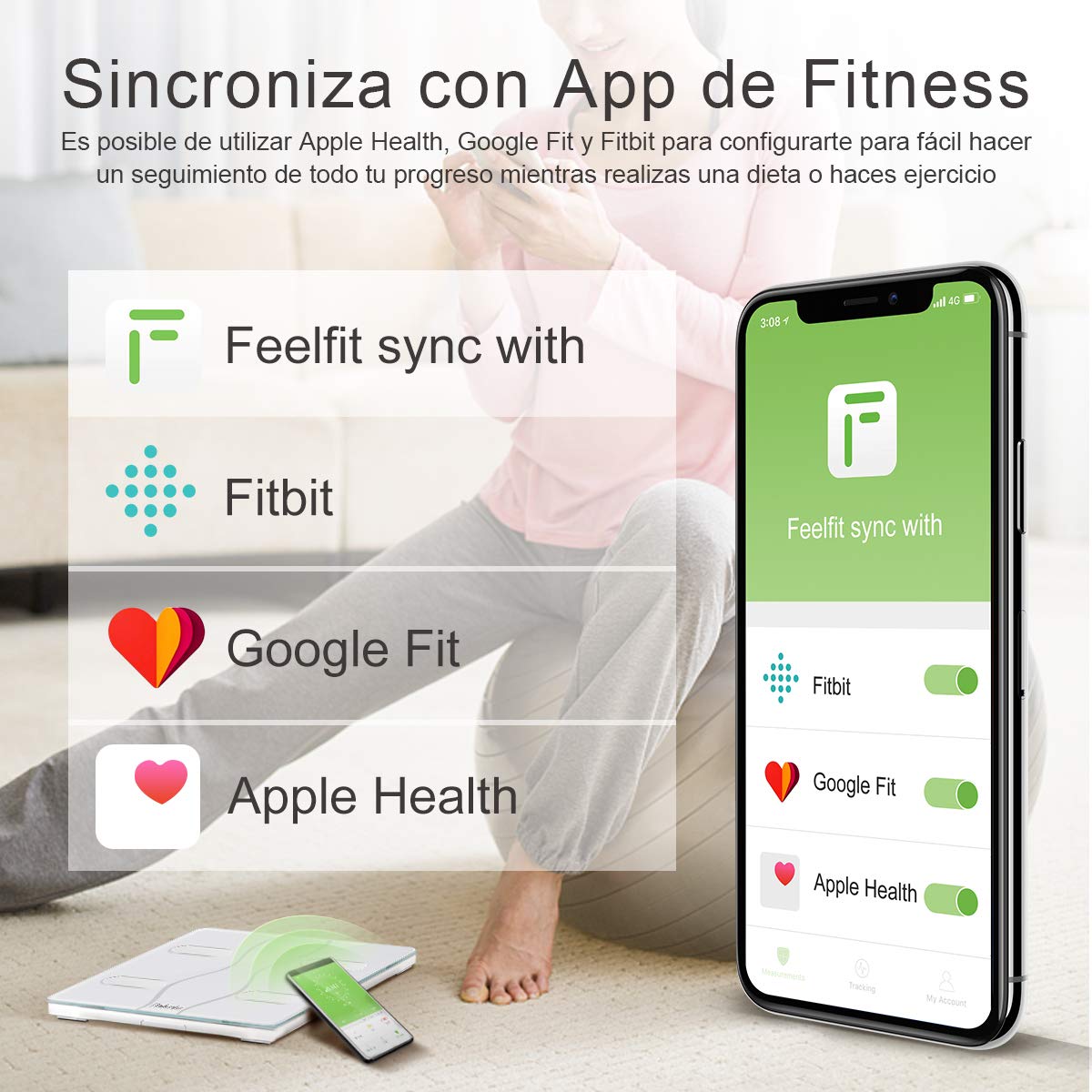 iTeknic Báscula Inteligente Multifunciones con Bluetooth Puede Conectar con Smartphone Compatible la Sistema de Andriod 4.3 y IOS 8 o Superior con Tecnología BIA Detectar y Analizar los 13 Datos de su Cuerpo (Agua,Caloría,Peso,Grasa,BMR y e