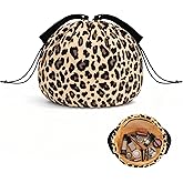 Cantustime Funny Drawstring Makeup Bag - Large Leopard Print Capacity Fashion Travel Toiletry Bag Cosmetic Bag Pouch Organizer - Valentines Day Mothers Easter Birthday Unique Gifts for Women Girls