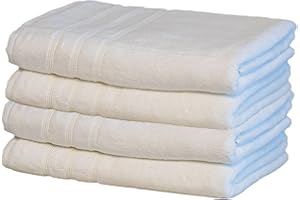 Mosobam Luxury Turkish Set of 4 Bath Towels 30X58 White 700 GSM Bamboo Viscose & Aegean Turkish Combed Cotton