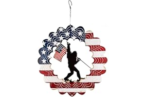 TT & MM Sasquatch Gifts for Men，Big Foot Sasquatch Gifts Metal American Flag Wind Spinners,Bigfoot Gifts for Men, Patriotic Decorations Outdoor, for Dad, Father, Women, Mum