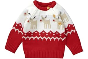 mimixiong Baby Christmas Sweater Toddler Reindeer Outfit Red Clothes