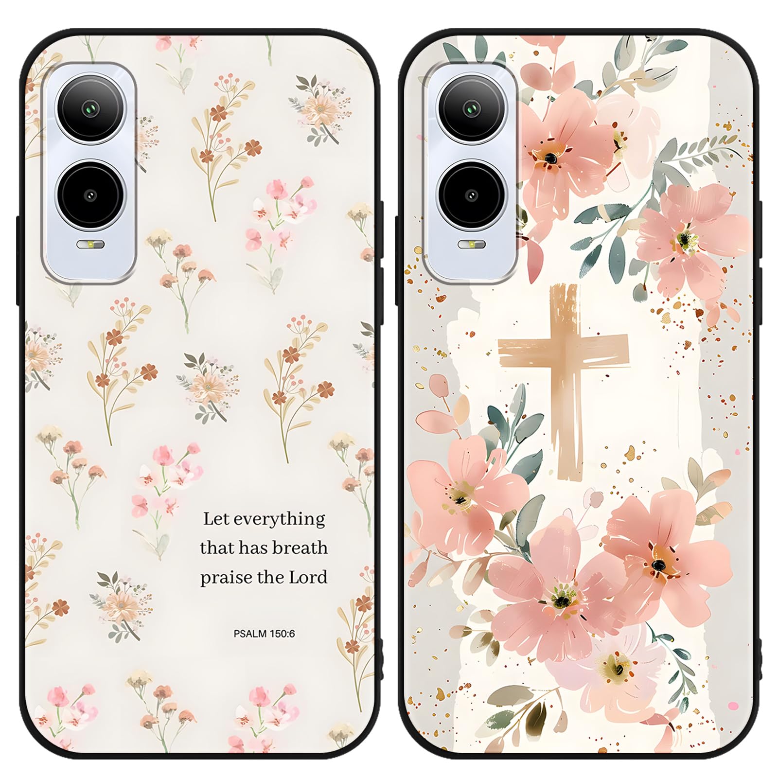 Aoldimu 2 Pack Cartoon Floral Phone Case for Cricket Debut s3/at&t Vista 2 6.6",Cute Kawaii Flower Collage Pattern Cases Aesthetic Design,Black TPU Bumper Protective Cover for Girls Women