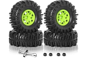 REDSPIDER 1.9 Crawler Tires Wheels Set（4pcs） Plastic Wheels 1.9 Mud Slingers Tires for 1/10 RC Crawler Traxxas TRX4 / Axial SCX10 90047 SCX10 III AXI03007 / Redcat Gen8 Upgrade (Green)
