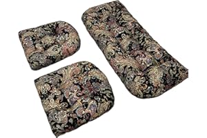 3-Piece Wicker Tufted Cushion Set,Large Wicker Sets,Outdoor Loveseat & U-Shaped Seat Cushions,Water & Fade-Resistant Spun Fab