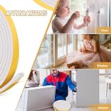 BBTO Window Draft Excluder Tape 4m Self Adhesive Foam Weather Stripping White view 4