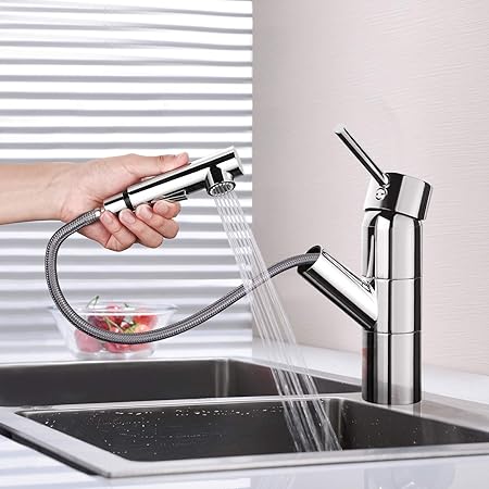 Robinet De Cuisine Dlamo Dbkf03ky Mitigeur Dévier Rotatif à 360avec Douchette Extractible Mitigeur Cuisine Chromé 2 Modes De Pulvérisation Design