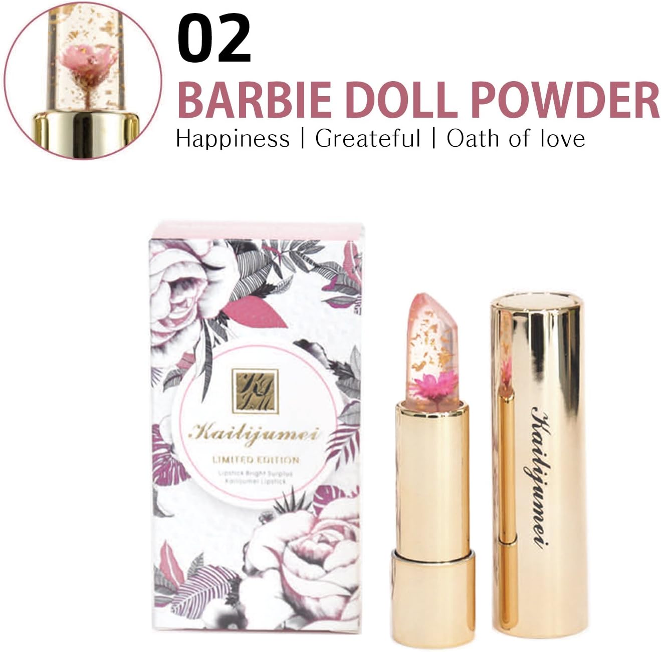 [Limited Edition] Kailijumei flower jelly lipstick, Temperature Change Moisturizer flower lip stick, BARBIE DOLL POWDER By BeautyFully.