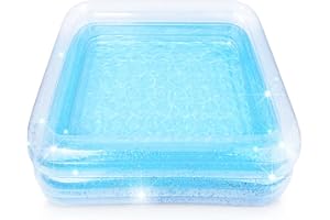 ArtCreativity Sparkly Inflatable Kiddie Pool with 3 Levels, Transparent Blow Up Pool for Kids with Silver Glitter and Cushioned Bottom, Easy to Inflate Outdoor Pools for Backyard, Summer Toys for Kids