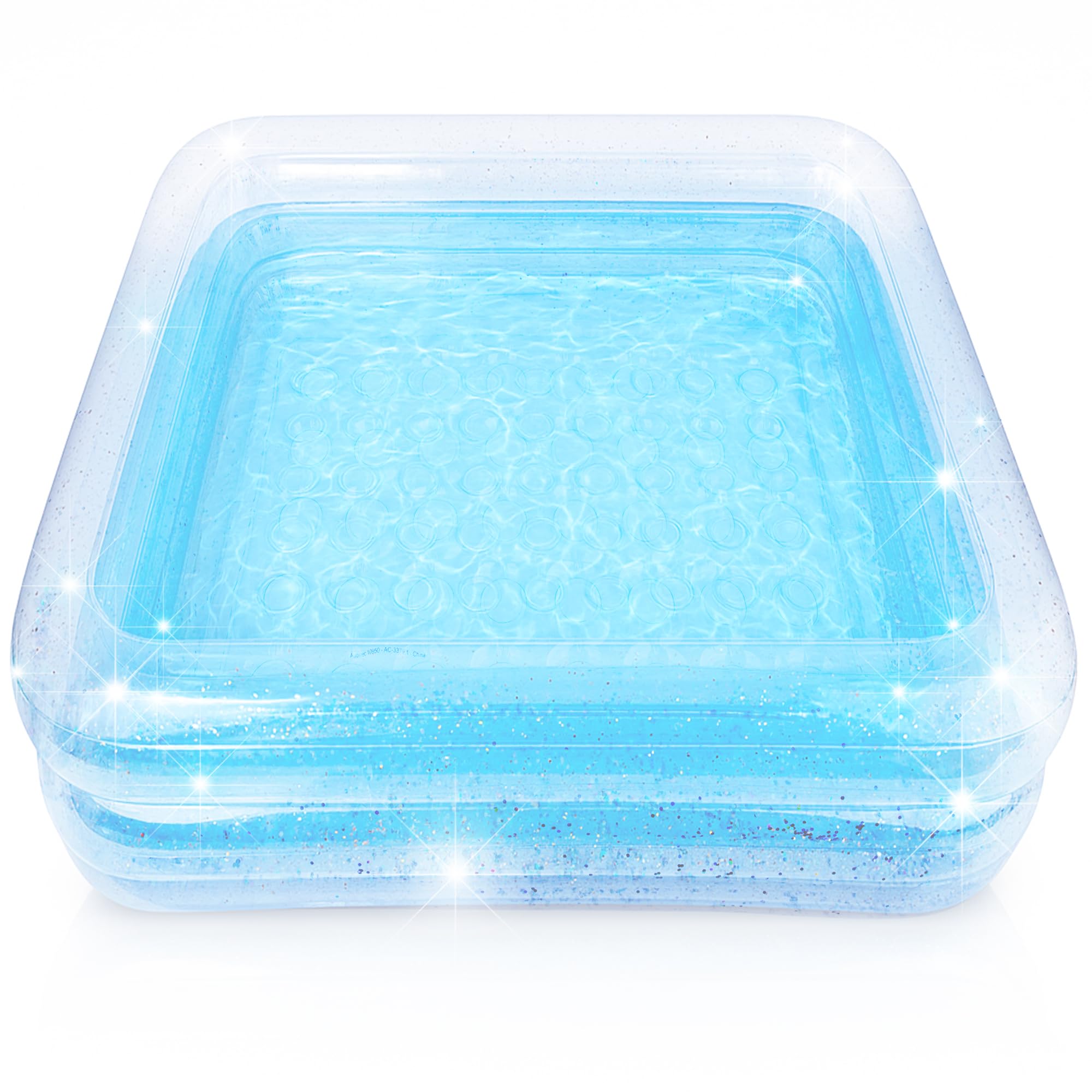 Photo 1 of ArtCreativity Sparkly Inflatable Kiddie Pool with 3 Levels, Transparent Blow Up Pool for Kids with Silver Glitter and Cushioned Bottom, Easy to Inflate Outdoor Pools for Backyard, Summer Toys for Kids