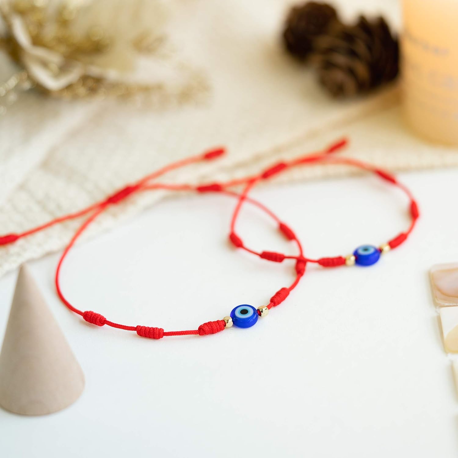 PPJew 7 Knots Evil Eye Bracelet Kabbalah Red String Bracelets Mal De Ojo Mommy and Me Bracelet Set Protection Amulet for Little Boys & Girls Daughter Mother Women Family: Clothing