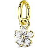 COCHARM Flower Clicker Rook Earrings 16G Gold Plated Helix Rook Piercing Jewelry Dangle Lobe Earrings Stainless Steel 6/8MM