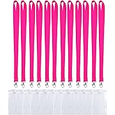 CANWELUX 12 Pack Neon Hot Pink Lanyard for ID Badges,Lanyard with Anti-Lost ID Holders for Cruise (Neon Hot Pink,12Pack)