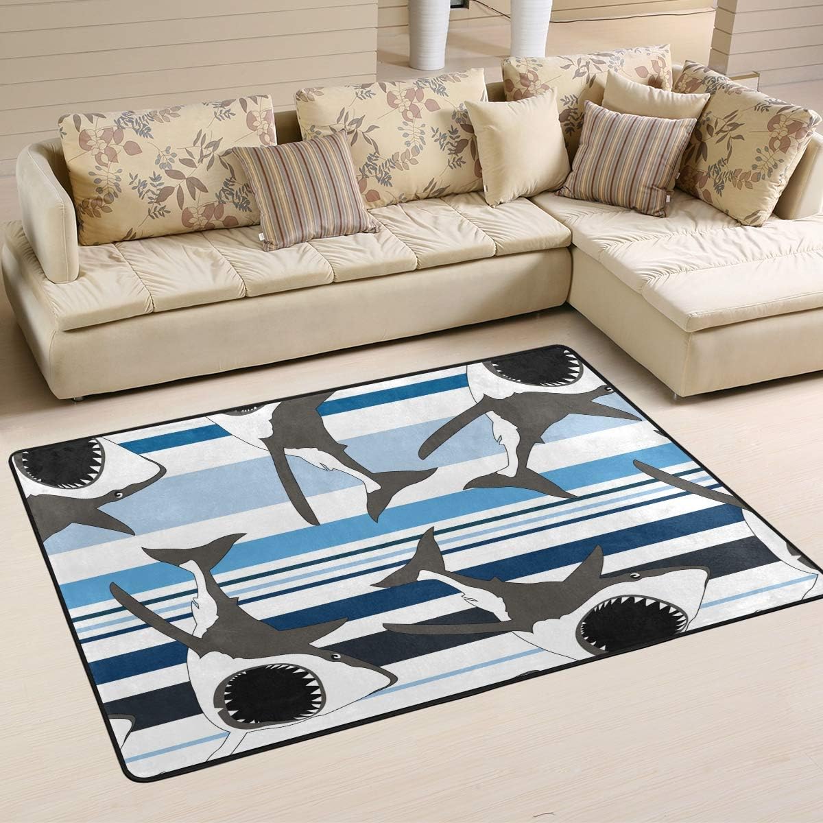 FAJRO Shark Stripes Background mud Shoe Scraper Area Rug Entry Way Doormat Multipattern Floor Mats Home Dec Anti-Slip Indoor/Outdoor