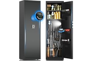 YIOSOTNE 8-10 Long Gun Safe for Rifles and Pistols with Digtal Keypad, Quick Access Rifle Safe with Dual Alarm and Mute Mode, Gun Cabinets for Rifles and Shotguns with 2 Removable Shleves, Easy Assemble