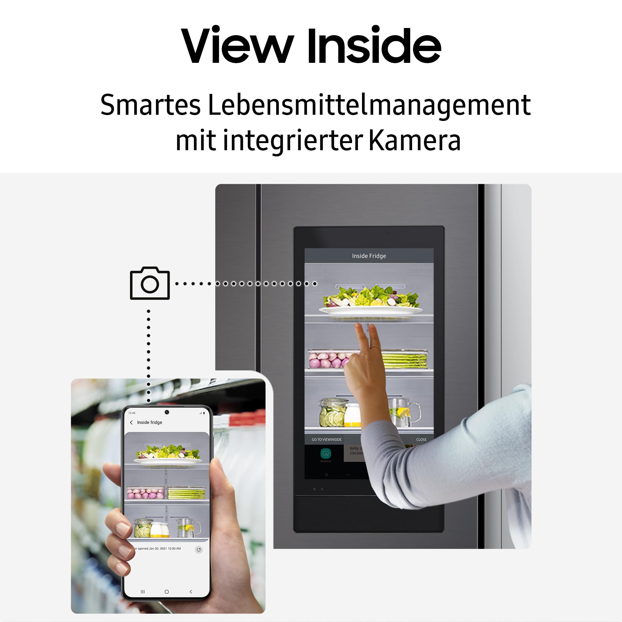 Samsung RS90F66BEFEF Side-by-Side Kühl-Gefrierkombination, AI Kühlschrank mit Gefrierfach, 178 cm, 614 l, Eis-/Wasserspender mit Wasseranschluss, Family Hub, AI Energy & Voice Control, Black Steel 5