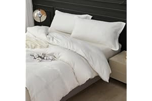 White Duvet Cover Set Queen Size 100% Organic Cotton, SAPHREAS 3 Pcs Soft Bedding Comforter Cover with Zipper Closure & Corne