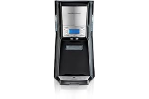 Hamilton Beach One Press Programmable Dispensing Drip Coffee Maker with 12 Cup Internal Brew Pot, Water Reservoir, Black with Chrome (48464)