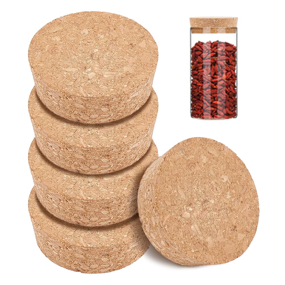 BENECREAT 8 Pcs Cork Bottle Stoppers, Cork Plug, Replacement Corks for Wine, Decorative Bottles, Jars, Arts, DIY Crafts, 65mm in Diameter