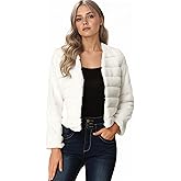 Allegra K Women's Faux Fur Coat Long Sleeve Cropped Fluffy Jacket Collarless Casual Winter Warm Outwear