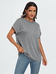 AUTOMET Womens Summer Tops Oversized Short Sleeve