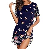 Ekouaer Sleep Shirts for Women Short Sleeve Night Shirts for Sleeping Pullover Nightgown Soft Nightdress S-XXXL