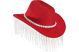 YESCRIBIR Womens Rhinestone-Cowgirl Cowboy Hat Wide Brim Diamond-Glitter-Western-Cowboy Hat Size:Medium-Large