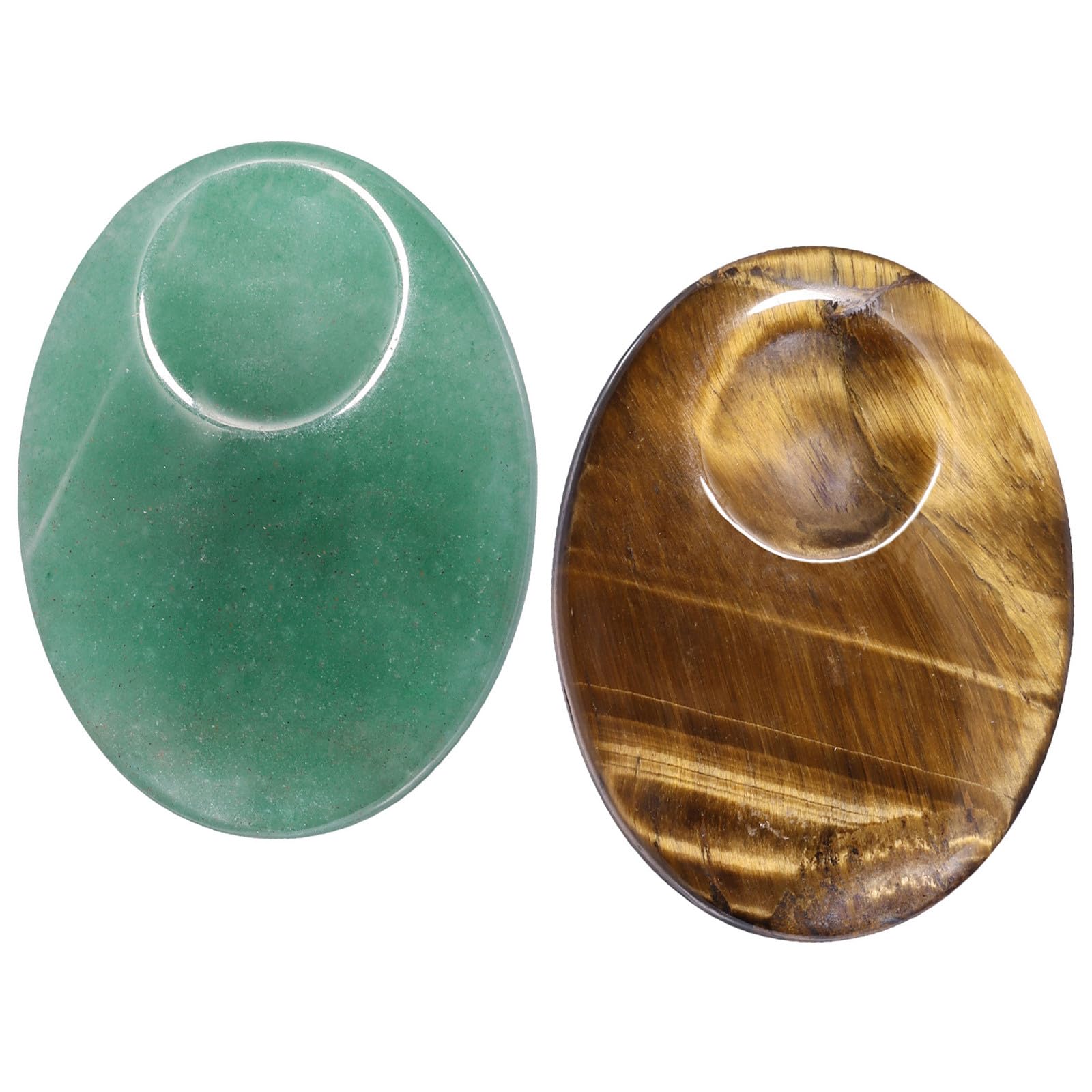 Nupuyai Green Aventurine & Tiger's Eye Oval Thumb Worry Stone Set, 2pcs Energy Crystal Healing Pocket Palm Stone for Anxiety Stress Relief Reiki Therapy, 40x30mm