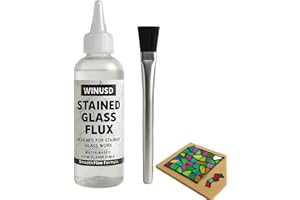 WINUSD 4oz Solder Flux for Stained Glass Soldering, Liquid Zinc Flux for Stained Glass Solder Work Glass Repair and More, Flux for Soldering Tools, Stained Glass Tools Supplies Kits(Water-Based Formula)
