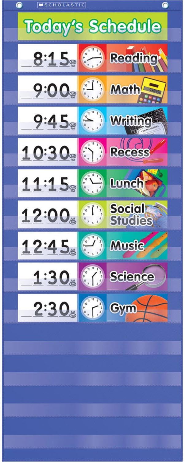 Daily Schedule Pocket Chart, Blue : Classroom Pocket Charts : Office Products