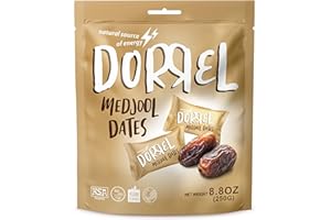 DORREL - Medjool Dates, Individually Wrapped Snacks for High Energy, Nutritious Snack, Delicious, Kosher & Non-GMO Dates Individually Packaged for Convenient Handling, Pack of 1, 8.8 oz / 250 g