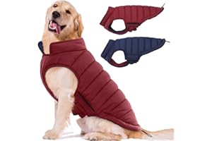 Lelepet Reversible Dog Coat Waterproof Dog Jacket Windproof Puffer Vest for Winter Warm Lightweight Coats for Large Dogs Adjustbale Hook & Loop Pet Apparel with Leash Hole, Pitbull, Wine Red, XL