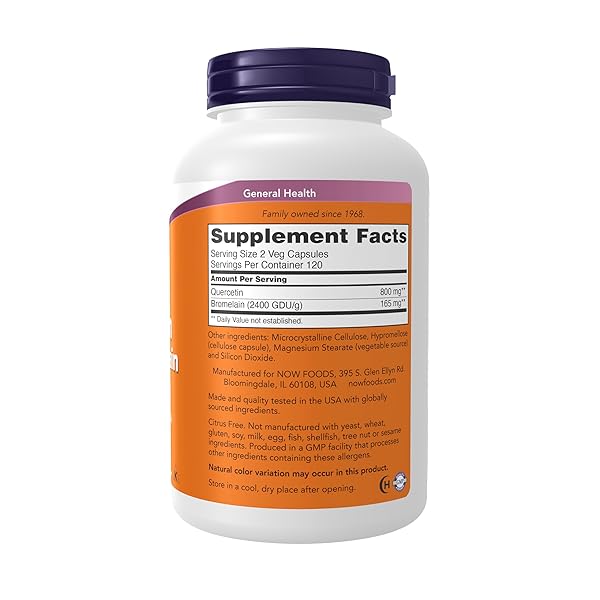 NOW FOODS SUPPLEMENTS, QUERCETIN WITH BROMELAIN, BALANCED IMMUNE SYSTEM*, 240 VEG CAPSULES