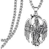 Zoxuxiwu Santa Muerte Necklace 925 Sterling Silver Santa Muerte Pendant Wiccan Pagan Amulet Jewelry Gifts for Men Women