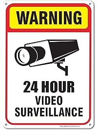 Warning 24 Hour Video Surveillance Sign - 7"x10" Hi Quality Rust Free Aluminum For Indoor or Outdoor Use - By SIGO SIGNS