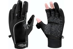 Riverruns Flexible Fishing Gloves Fleece Lining Windproof Ice Fishing Gloves Water-Repellent Touchscreen 3 Cut Fingers