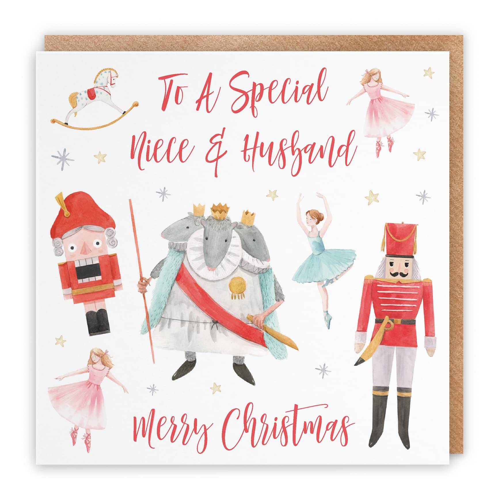 Hunts England - Niece And Husband Christmas Card - To A Special Niece & Husband - Merry Christmas - Nutcracker Collection - Fun Xmas Card