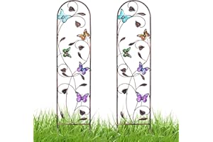 aboxoo Set of 2 Packs Butterfly Metal Garden Trellis for Climbing Plants,Outdoor Decorative Flowers Arch Fence Trellis for Outdoor Patio,Garden,Lawn,Yard,Backyard,Wall Brackets,60'' H x 11'' W