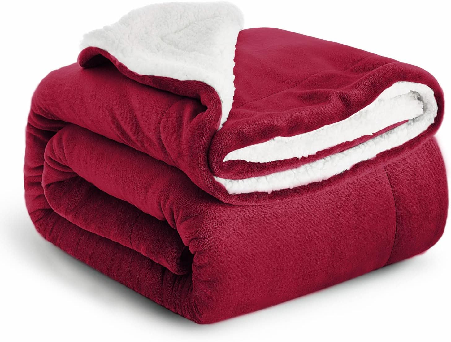 IR Imperial Rooms Sherpa Fleece Blanket Bed Throws Blankets For Sofas Soft Fluffy Thick Blanket Reversible Microfiber Throw (Burgundy, Single/Throw (130 x 150 Cm))