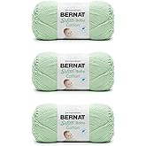 Bernat Softee Baby Cotton Yarn for Crocheting Soft, Jade Frost, 3-Pack | #3 DK Light Yarn, 60% Cotton 40% Acrylic, Soft Baby Yarn for Clothes, Blankets, Knitting, 254yds, 120g/4.2oz per skein