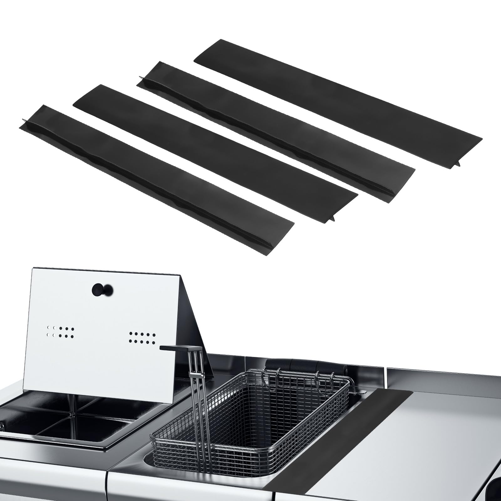 PATIKIL Silicone Stove Gap Covers, 4 Pack Kitchen Stove Gap Filler 25 Inch Heat Resistant Oven Gap Filler Seal Strips for Stovetop Ovens and Counter, Black