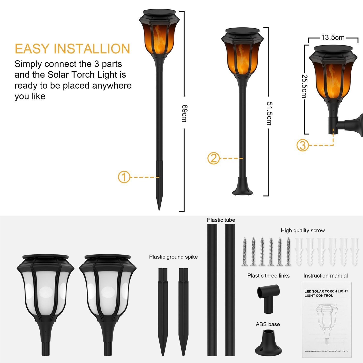 Tdbest Solar Landscape Lights Waterproof Flickering Flames Torches Lights for Garden Patio Yard Decor Waterproof Pool Path Effect lights, 2 Pack