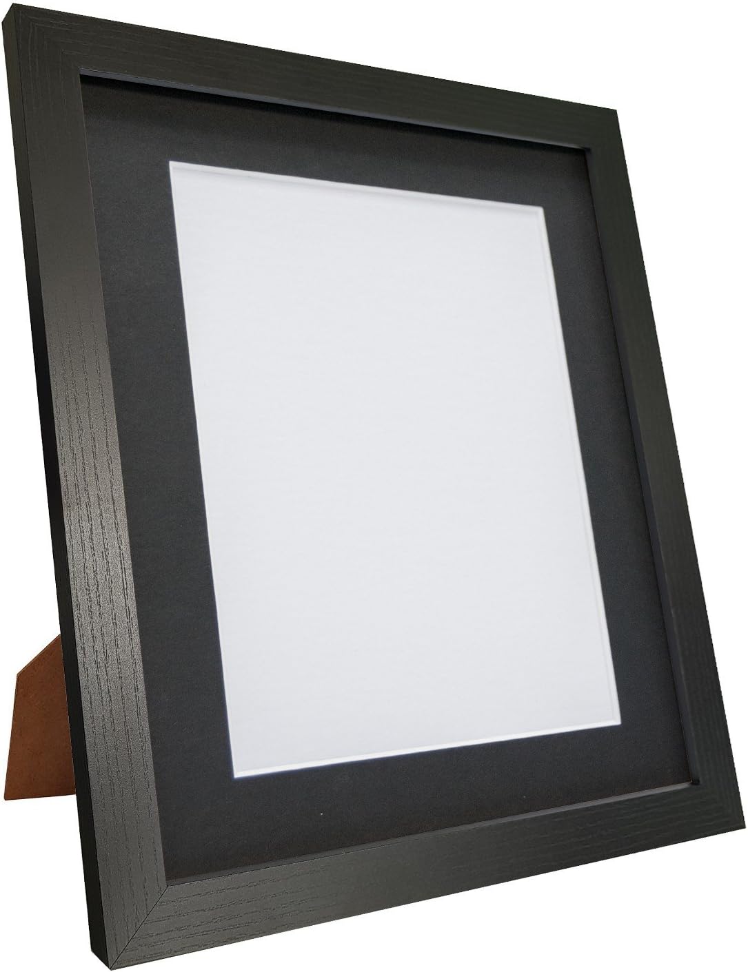 FRAMES BY POST H7 Picture Photo Frame, Black Ash with Black Mount, 14 x 11 Inch Image Size A4