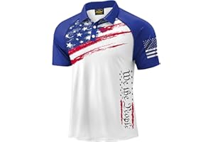 Mainfini Men's Short Sleeve Golf Shirt 1776 USA Flag Graphic Button Polo Shirt (S-3XL)