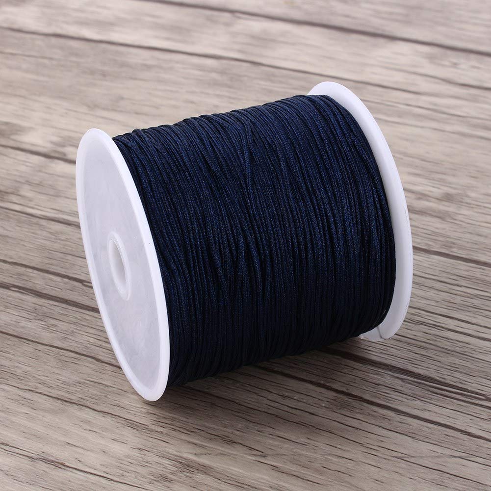 Haofy Craft Nylon Thread, Elastic Beading Cord, Stretch Fabric Crafting String, Chinese Knot Rattail Macrame Shamballa Thread for DIY Bracelet Necklace Beading Sewing Jewellery Making, 100m (Navy)