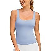 BAYDI Clouduxi Tank Tops with Built in Bras-Square Neck Workout Tops Padded Yoga Shirts Gym Athletic Sleeveless Camisole