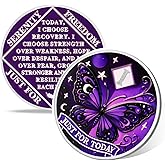 Moonlit Butterfly of Hope 1 Year Sobriety Coin, Affirmation AA Chips, Addiction Recovery One Year Sober Coins, Celebrating Recovery Anniversary Token, NA AA Sobriety Gifts for Men Women